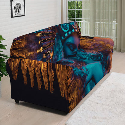 Native Indian Girl Portrait Print Sofa Cover