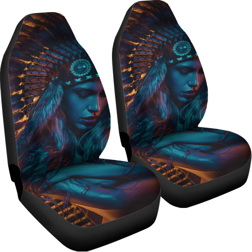 Native Indian Girl Portrait Print Universal Fit Car Seat Covers