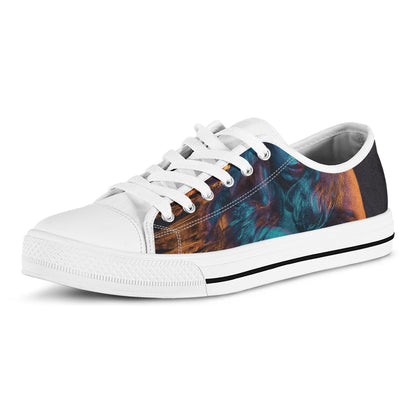Native Indian Girl Portrait Print White Low Top Shoes