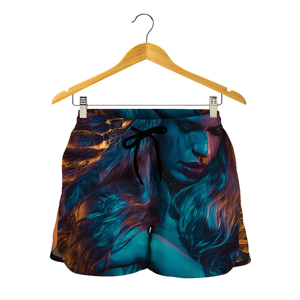 Native Indian Girl Portrait Print Women's Shorts