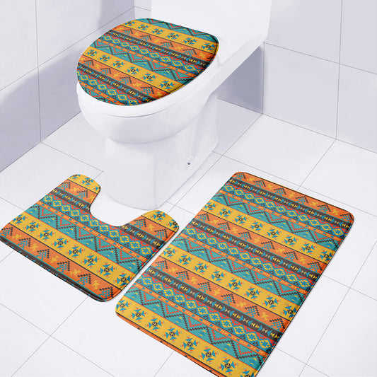 Native Indian Inspired Pattern Print 3 Piece Bath Mat Set