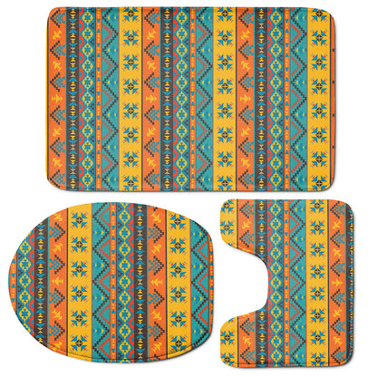 Native Indian Inspired Pattern Print 3 Piece Bath Mat Set