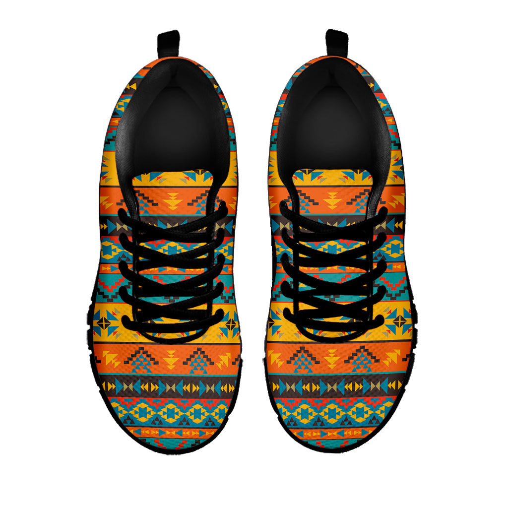 Native Indian Inspired Pattern Print Black Sneakers