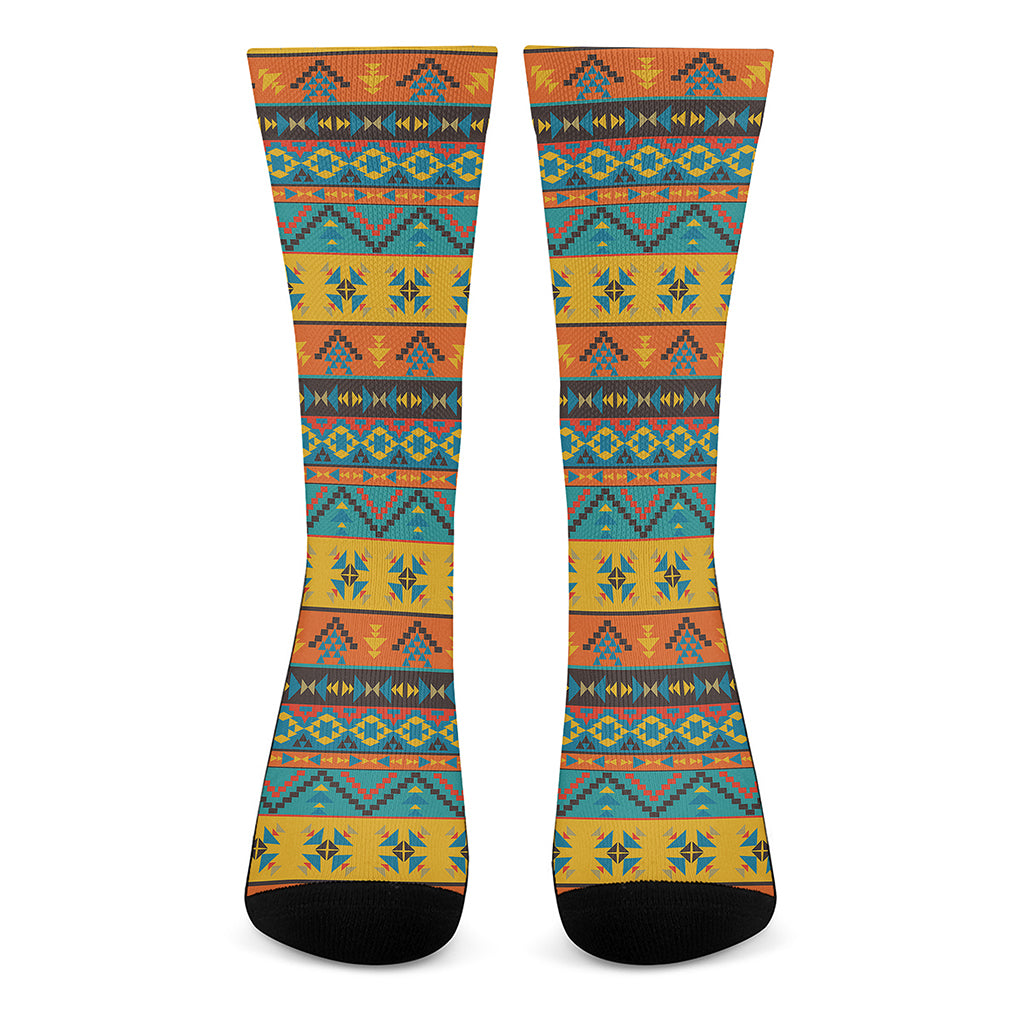 Native Indian Inspired Pattern Print Crew Socks