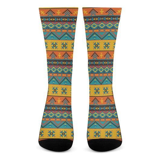Native Indian Inspired Pattern Print Crew Socks