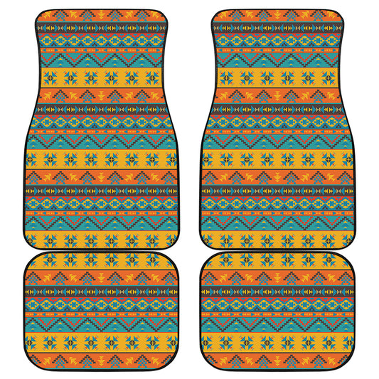 Native Indian Inspired Pattern Print Front and Back Car Floor Mats