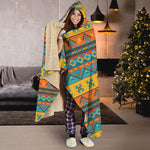 Native Indian Inspired Pattern Print Hooded Blanket