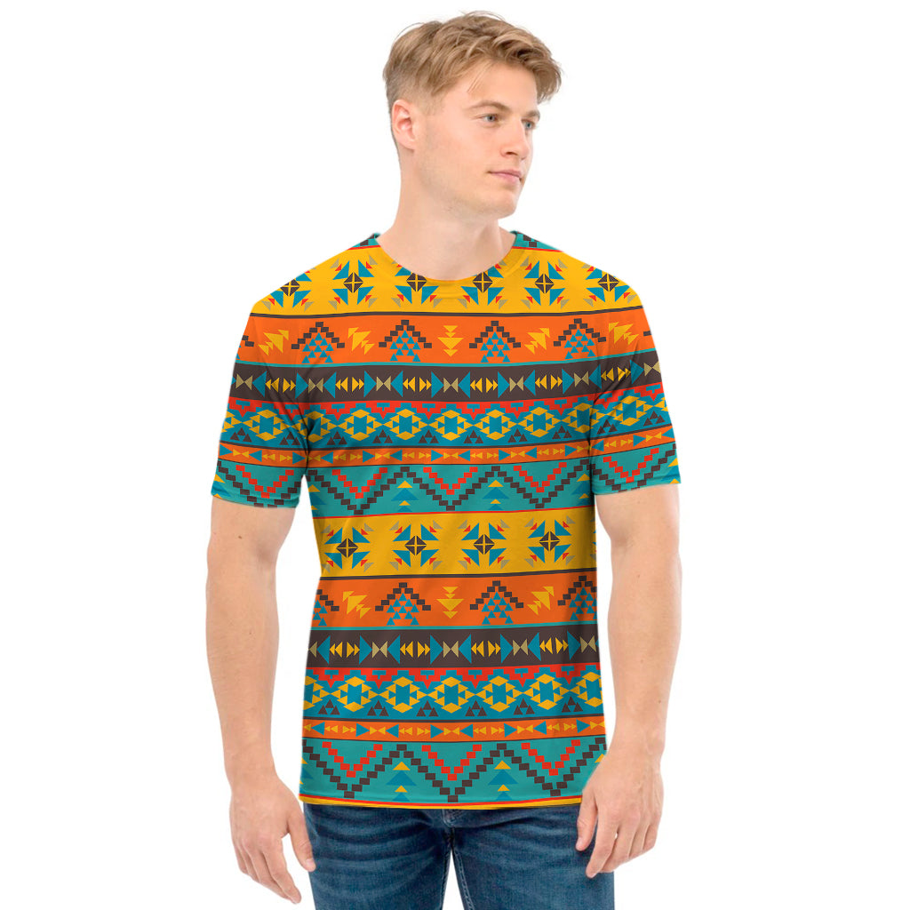 Native Indian Inspired Pattern Print Men's T-Shirt