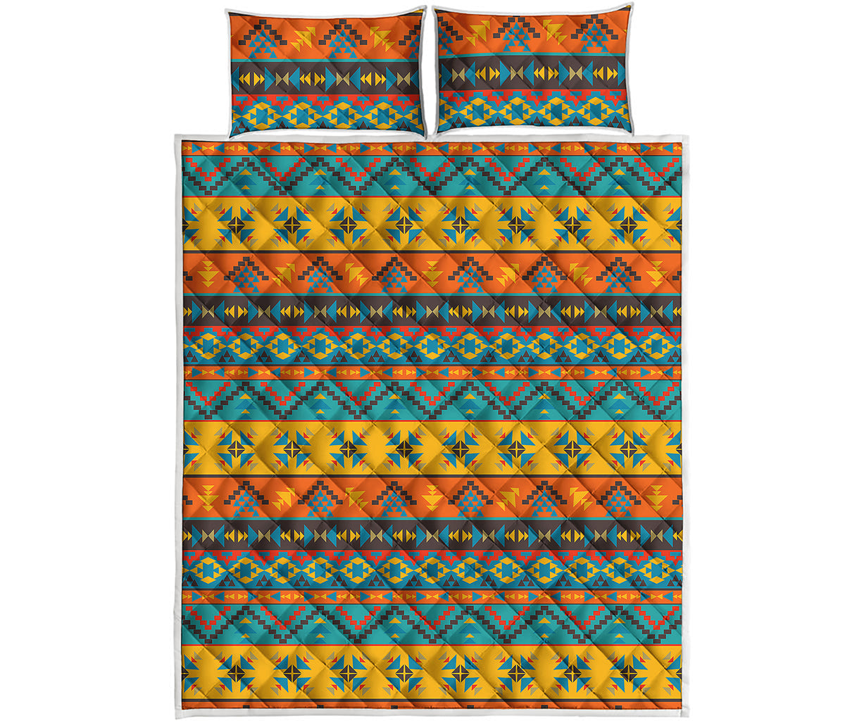 Native Indian Inspired Pattern Print Quilt Bed Set