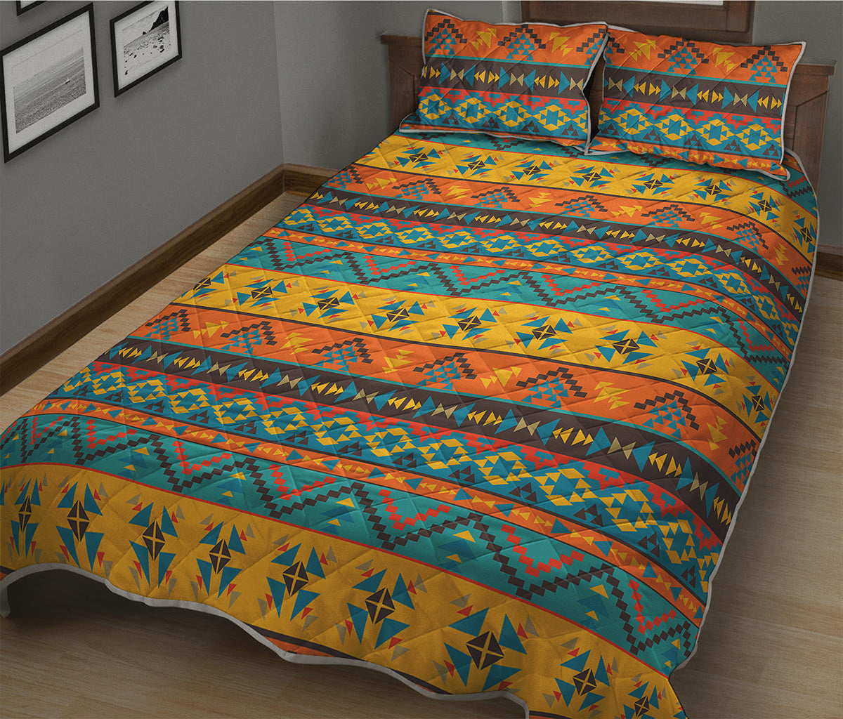 Native Indian Inspired Pattern Print Quilt Bed Set