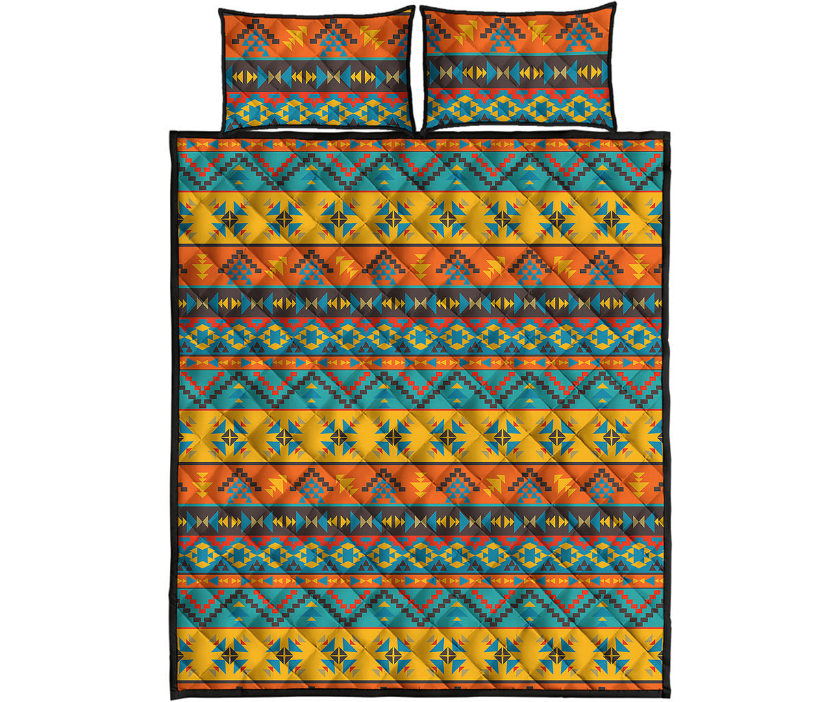 Native Indian Inspired Pattern Print Quilt Bed Set
