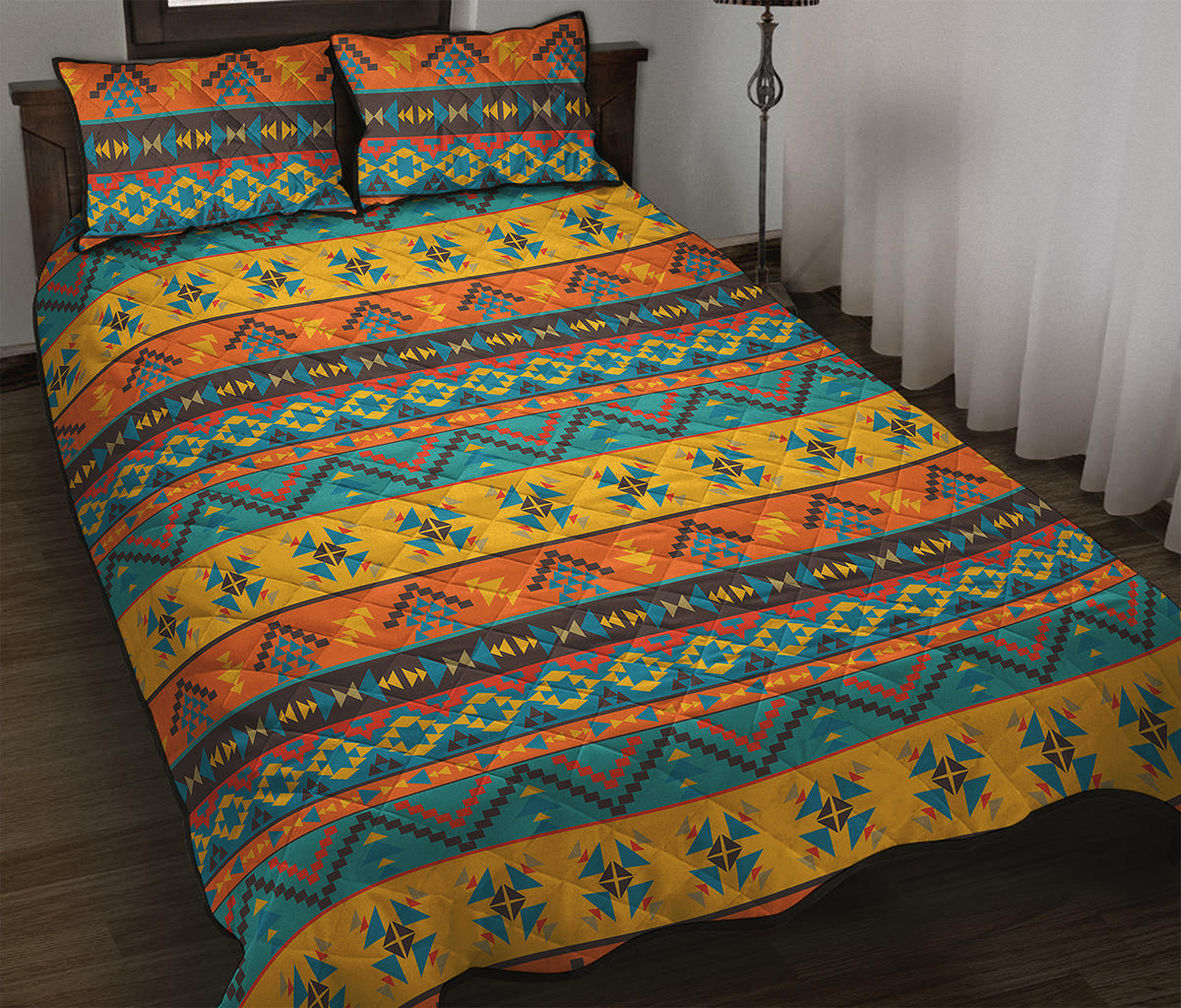 Native Indian Inspired Pattern Print Quilt Bed Set