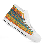 Native Indian Inspired Pattern Print White High Top Shoes