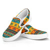 Native Indian Inspired Pattern Print White Slip On Shoes
