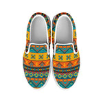 Native Indian Inspired Pattern Print White Slip On Shoes