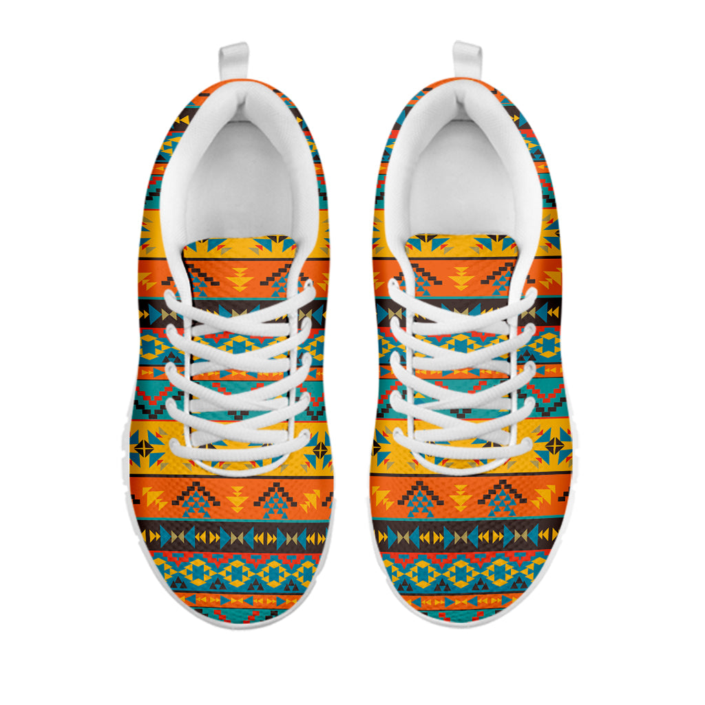 Native Indian Inspired Pattern Print White Sneakers