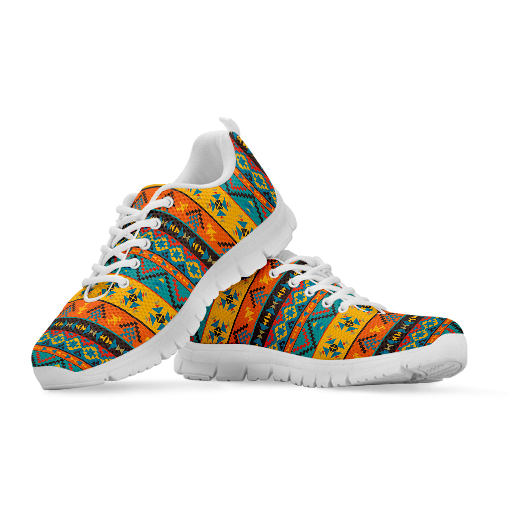 Native Indian Inspired Pattern Print White Sneakers