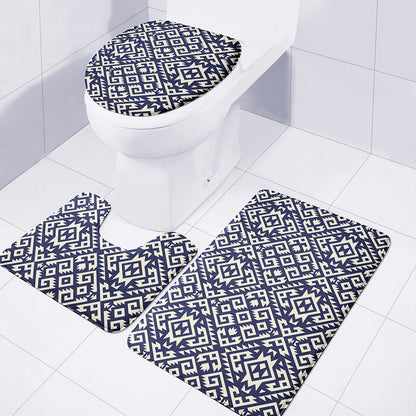Native Indian Navajo Pattern Print 3 Piece Bath Mat Set