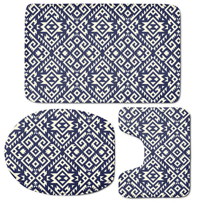 Native Indian Navajo Pattern Print 3 Piece Bath Mat Set
