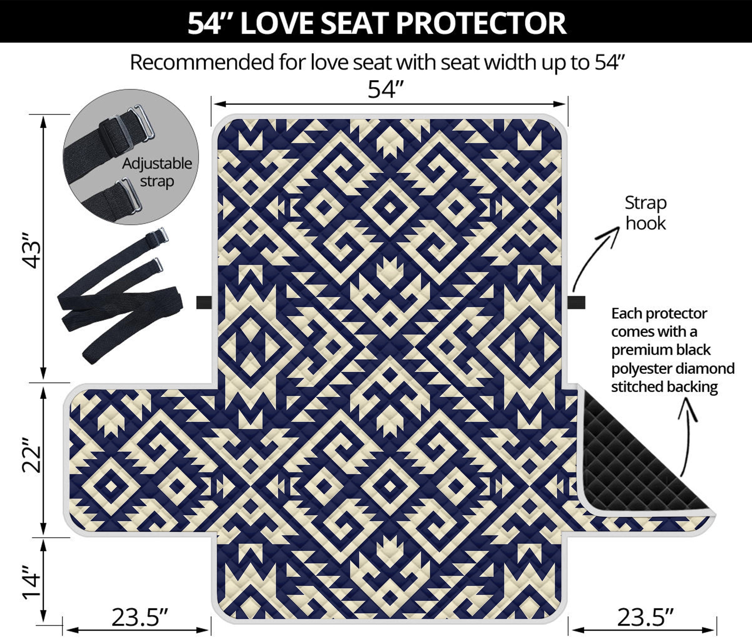 Native Indian Navajo Pattern Print Loveseat Protector