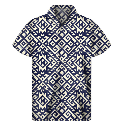 Native Indian Navajo Pattern Print Men's Short Sleeve Shirt