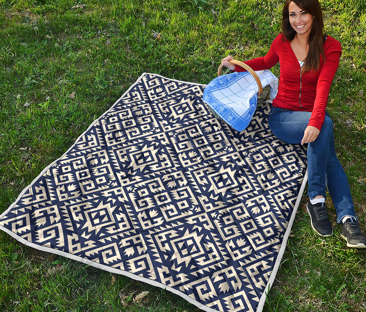 Native Indian Navajo Pattern Print Quilt