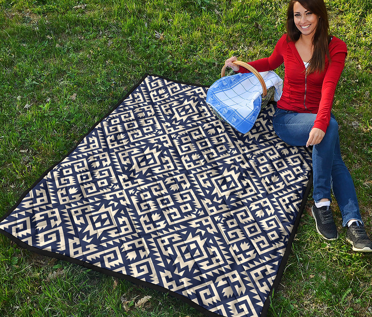 Native Indian Navajo Pattern Print Quilt