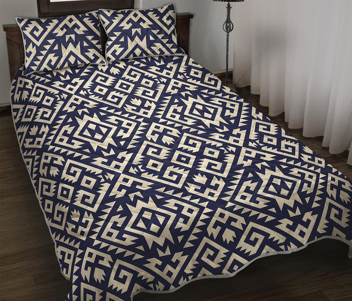 Native Indian Navajo Pattern Print Quilt Bed Set