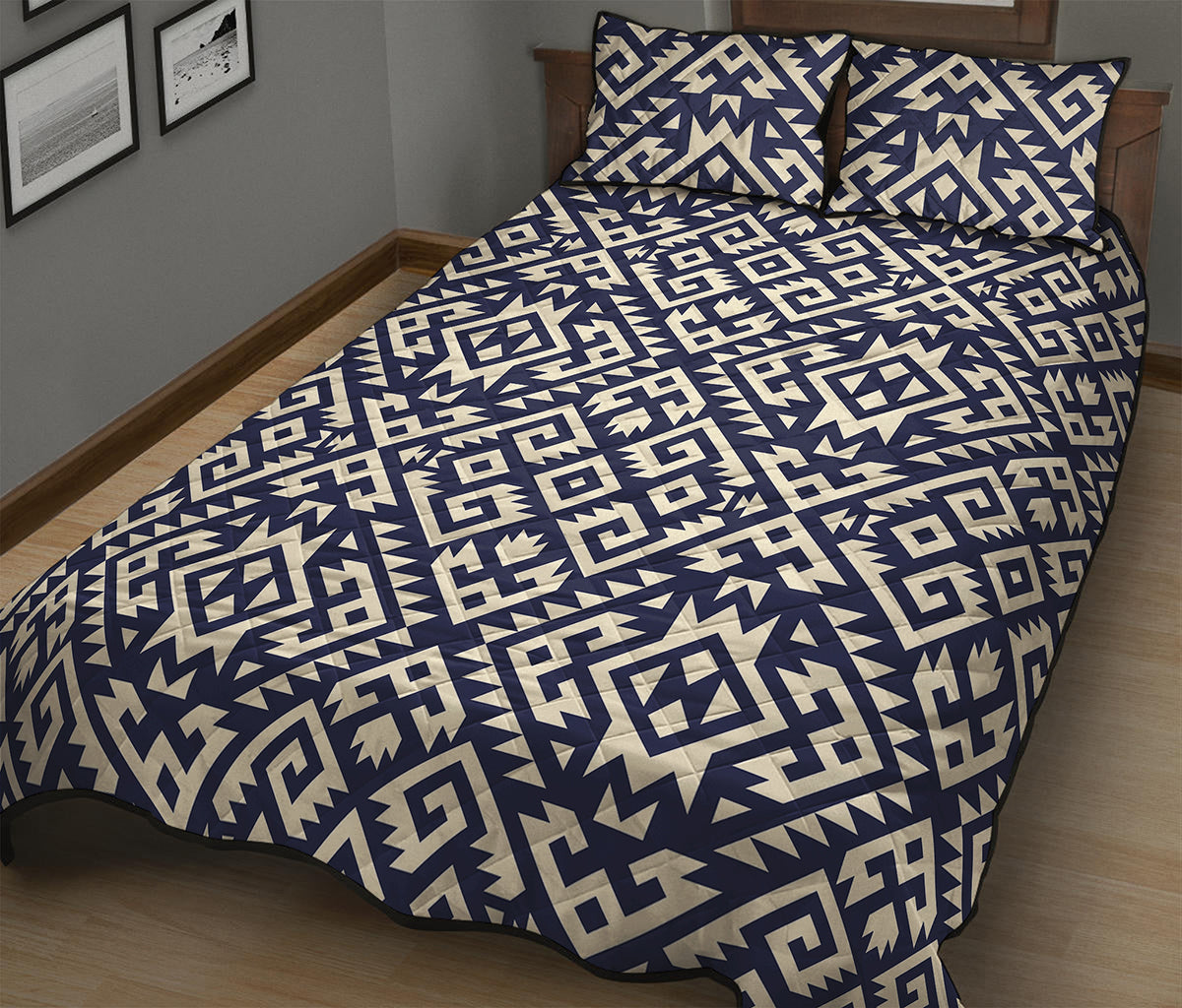 Native Indian Navajo Pattern Print Quilt Bed Set