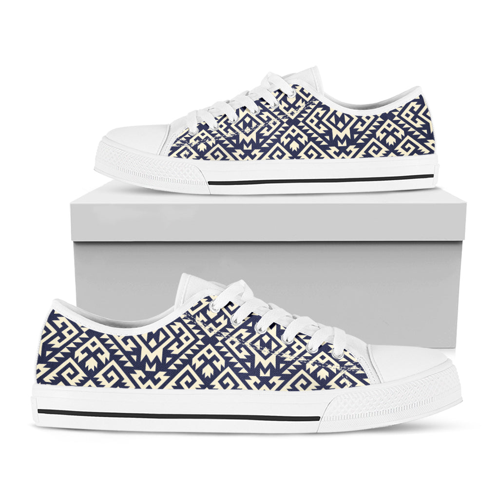 Native Indian Navajo Pattern Print White Low Top Shoes
