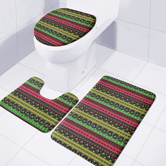 Native Indian Tribal Pattern Print 3 Piece Bath Mat Set