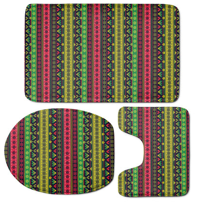 Native Indian Tribal Pattern Print 3 Piece Bath Mat Set