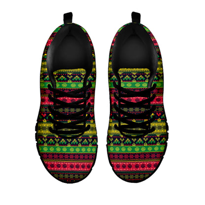 Native Indian Tribal Pattern Print Black Sneakers