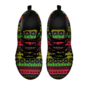 Native Indian Tribal Pattern Print Black Sneakers
