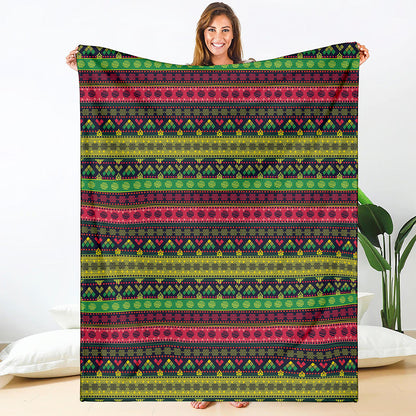 Native Indian Tribal Pattern Print Blanket