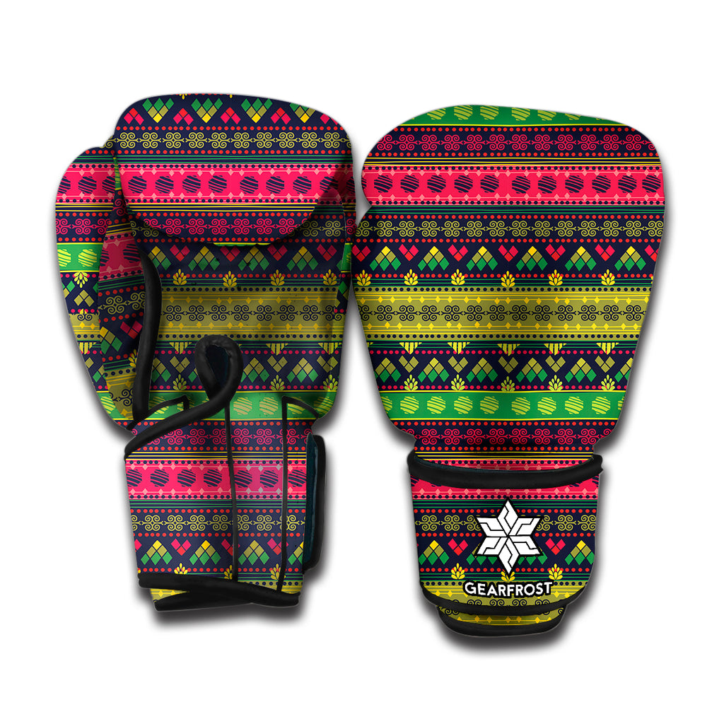 Native Indian Tribal Pattern Print Boxing Gloves