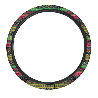 Native Indian Tribal Pattern Print Car Steering Wheel Cover