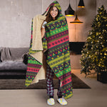 Native Indian Tribal Pattern Print Hooded Blanket