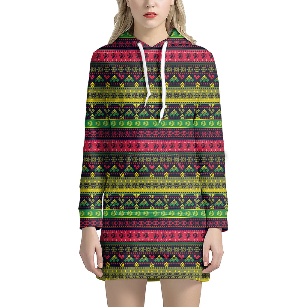 Native Indian Tribal Pattern Print Hoodie Dress