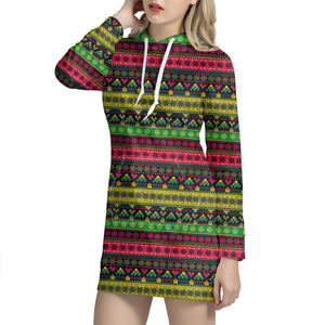 Native Indian Tribal Pattern Print Hoodie Dress