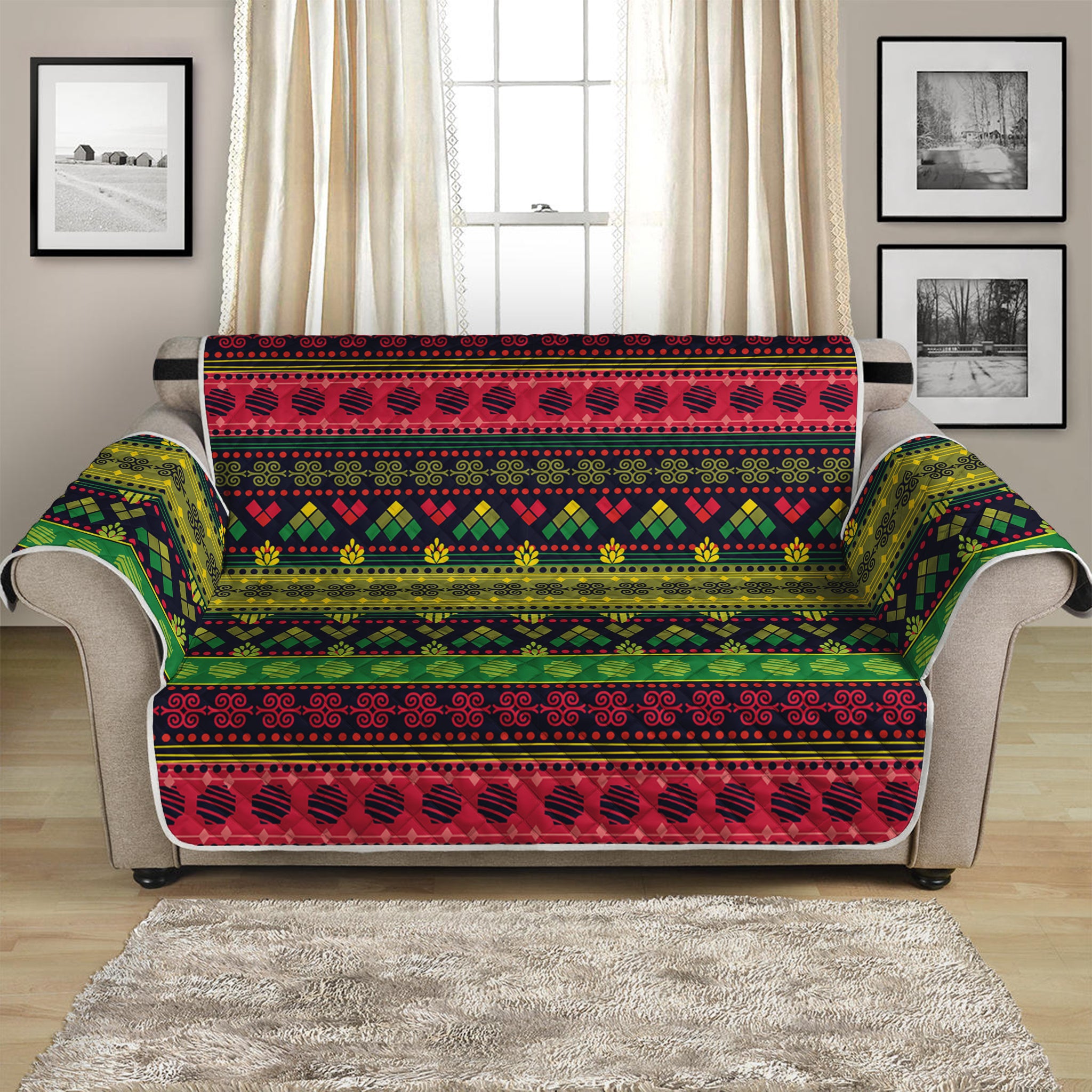 Native Indian Tribal Pattern Print Loveseat Protector