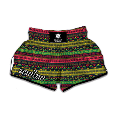 Native Indian Tribal Pattern Print Muay Thai Boxing Shorts
