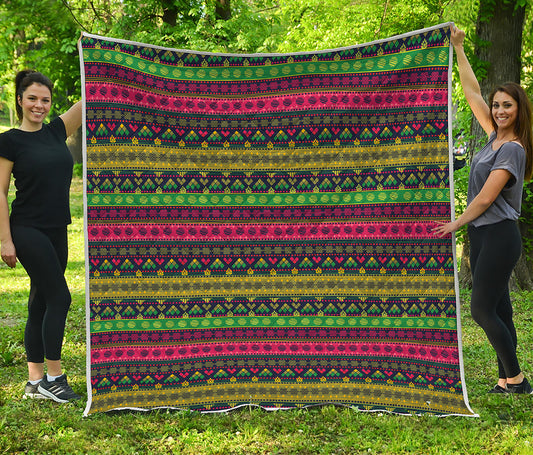 Native Indian Tribal Pattern Print Quilt
