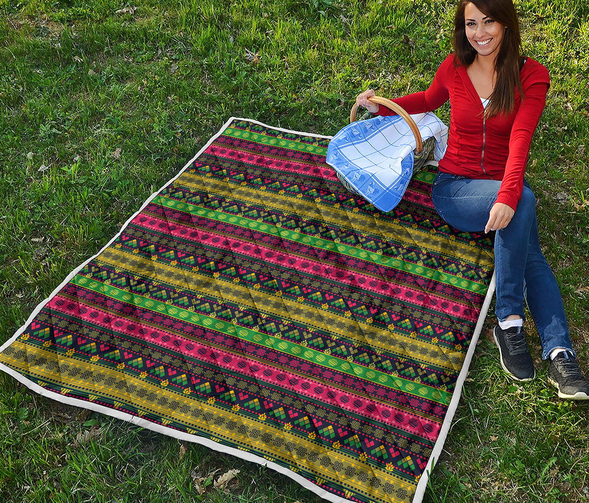 Native Indian Tribal Pattern Print Quilt