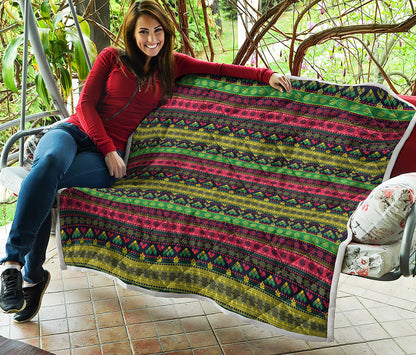 Native Indian Tribal Pattern Print Quilt