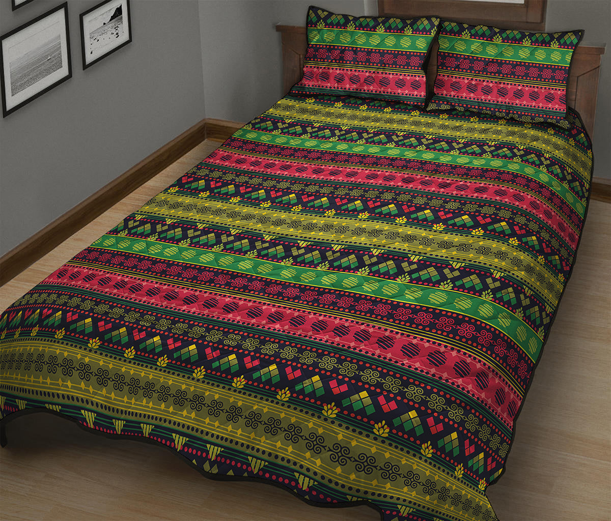 Native Indian Tribal Pattern Print Quilt Bed Set