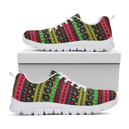 Native Indian Tribal Pattern Print White Sneakers