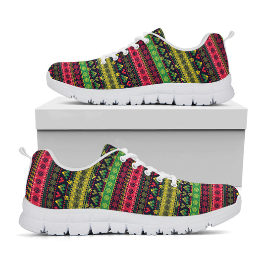Native Indian Tribal Pattern Print White Sneakers