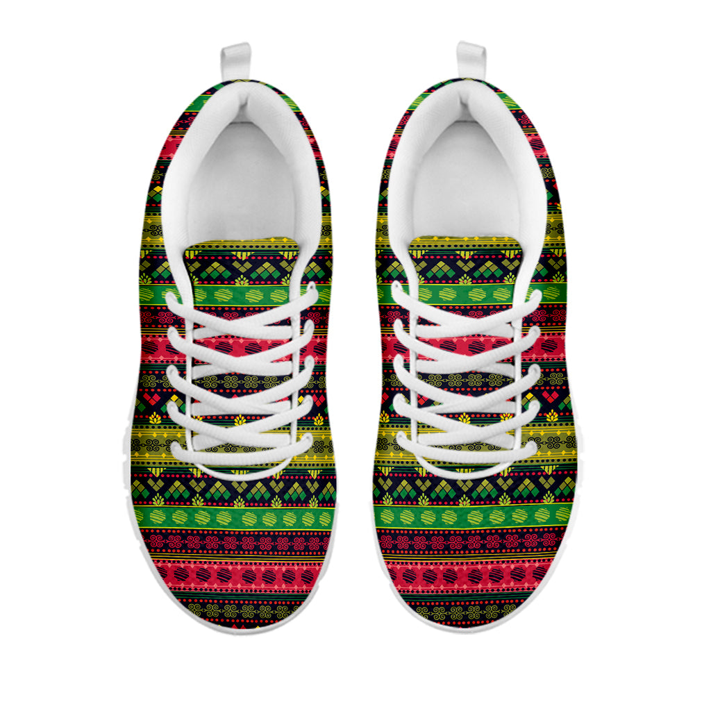 Native Indian Tribal Pattern Print White Sneakers
