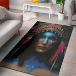 Native Indian Woman Portrait Print Area Rug